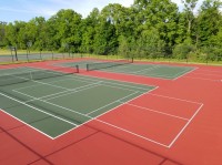 2 Red & Green Tennis Courts with Gray Picklebalk lines