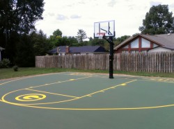 Dark Green & Yellow Personalized Basketball & Shuffleboard Court