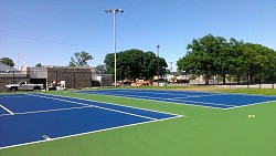Blue and forest green tennis courts