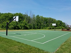 Green basketball with white lines