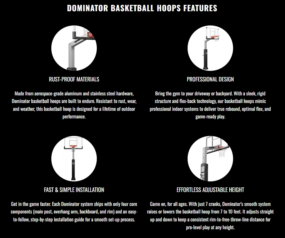 Dominator Basketball Hoop features